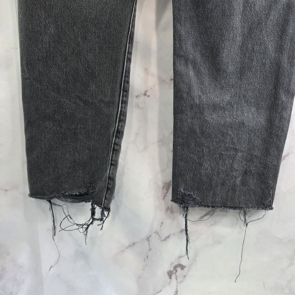 Levis Jeans Womens 31 Wedgie Straight Gray Black Denim Rigid Button Fly Frayed - Picture 8 of 13